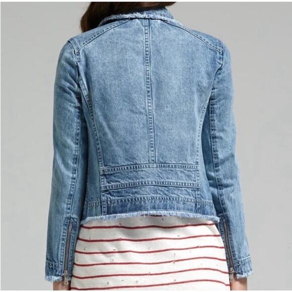 Rebecca Taylor Washed Denim Moto Jacket Size Small - Picture 2 of 8